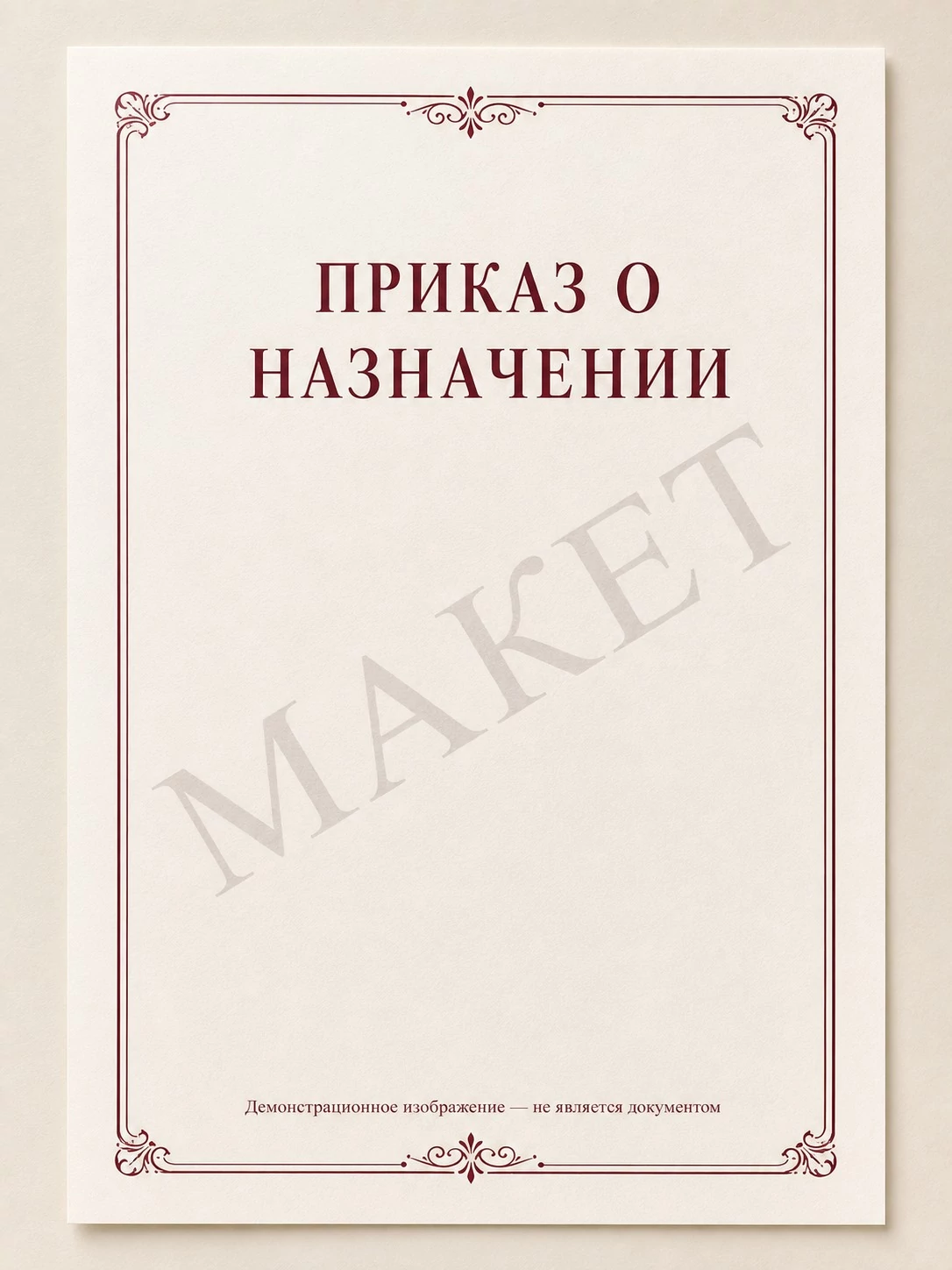Приказ о назначении нотариуса — демонстрационный макет